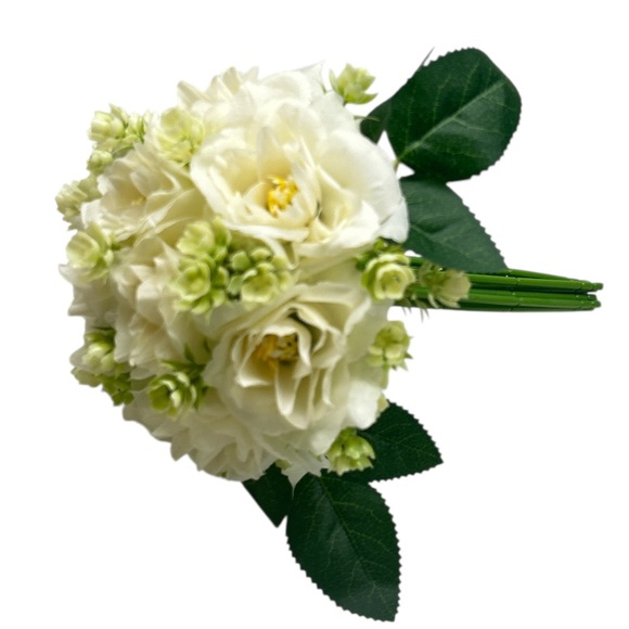 Artificial Small Bouquet of Cream Lisianthus Florals With Green Accents New - Picture 7 of 11
